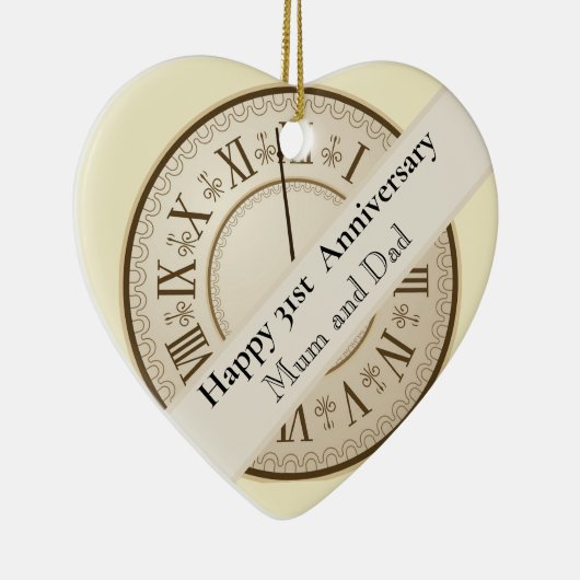 31ste Jubileum voor bruiloft, bewerkbaar Keramisch Ornament (Rechts)