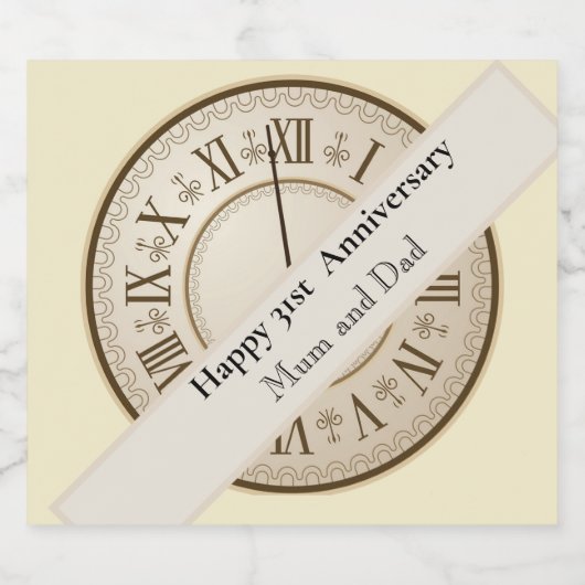 31ste Jubileum voor bruiloft, bewerkbaar Sparkling Wijnetiket (Enkel label)