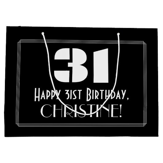 31ste verjaardag ~ Art Deco Geïnspireerde look "31 Groot Cadeauzakje (Achterkant)