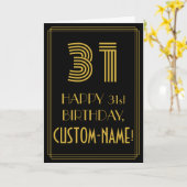 31ste verjaardag: Art Deco Geïnspireerde look "31" Kaart (Gele Bloem)