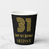 31ste verjaardag: Art Deco Geïnspireerde look "31" Papieren Bekers (Voorkant)