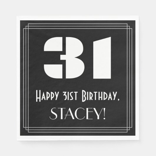 31ste verjaardag: Art Deco Geïnspireerde look "31" Servet (Voorkant)