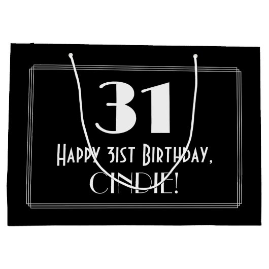 31ste verjaardag: Art Deco Geïnspireerde stijl "31 Groot Cadeauzakje (Achterkant)