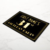 31ste verjaardag: Art Deco Kijk "31", met naam Folie Uitnodiging (Gedraaid)