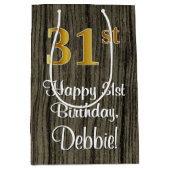 31ste verjaardag: Elegant Faux Gold Kijk #, Faux W Medium Cadeauzakje (Voorkant)