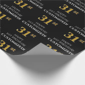 31ste verjaardag: Elegant, zwart, Faux Gold look Cadeaupapier (Hoek)