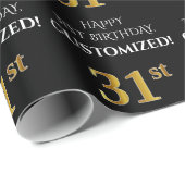 31ste verjaardag: Elegant, zwart, Faux Gold look Cadeaupapier (Rol Hoek)