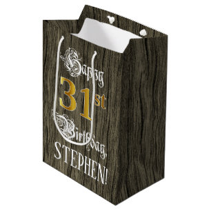 31ste verjaardag: Faux Gold look & Faux Wood Patte Medium Cadeauzakje
