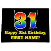 31ste verjaardag ~ Fun, kleurrijk, levendig, regen Groot Cadeauzakje (Voorkant)