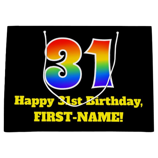 31ste verjaardag ~ Fun, kleurrijk, levendig, regen Groot Cadeauzakje (Voorkant)