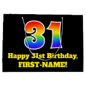 31ste verjaardag ~ Fun, kleurrijk, levendig, regen Groot Cadeauzakje (Achterkant)