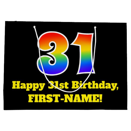 31ste verjaardag ~ Fun, kleurrijk, levendig, regen Groot Cadeauzakje (Achterkant)