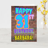 31ste verjaardag - Fun, Urban Graffiti geïnspireer Kaart (Gele Bloem)