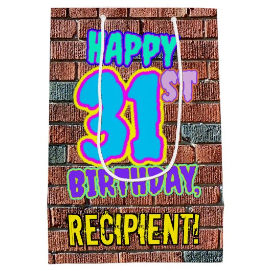 31ste verjaardag: Fun, Urban Graffiti geïnspireerd Medium Cadeauzakje (Achterkant)