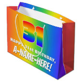 31ste verjaardag: kleurrijk, vun regenboogpatroon  groot cadeauzakje (Achterkant Gekanteld)