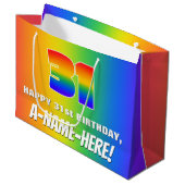 31ste verjaardag: kleurrijk, vun regenboogpatroon  groot cadeauzakje (Voorkant Gekanteld)