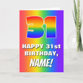 31ste verjaardag: kleurrijk, vun regenboogpatroon kaart (Voorkant)