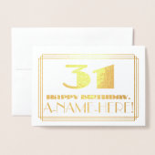 31ste verjaardag; naam + Art Deco Geïnspireerde lo Folie Kaarten (Voorkant met envelop)