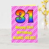 31ste verjaardag: roze strips & harten, regenboogn kaart (Gele Bloem)
