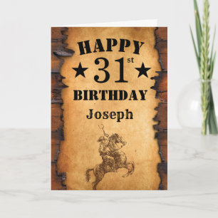 31ste verjaardag Rustic Country Western Cowboy Hor Kaart