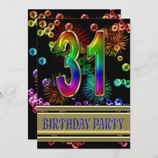 31ste verjaardag Uitnodiging van de partij van Bir (Voorkant / Achterkant)
