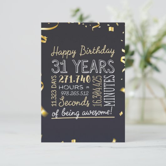 31ste verjaardag van de geboortekaart - 31 jaar Ge Bedankkaart (Staand voorkant)