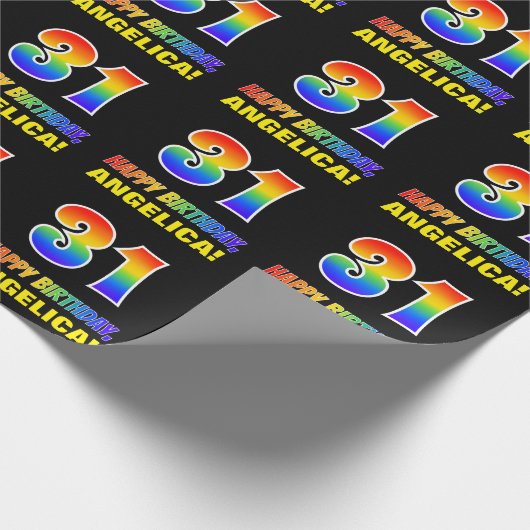 31ste verjaardag: Vet, Vun, Eenvoudig, Regenboog 3 Cadeaupapier (Hoek)