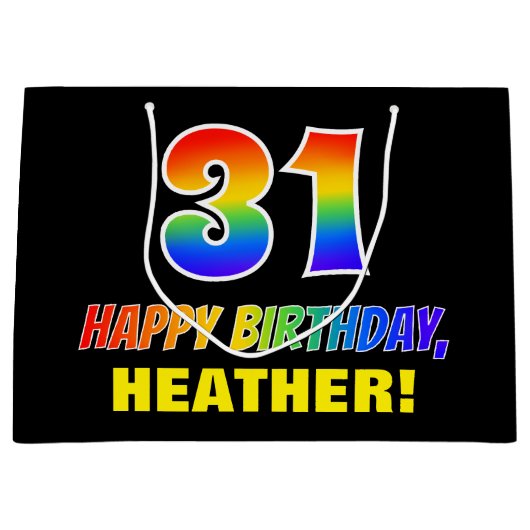 31ste verjaardag: Vet, Vun, Eenvoudig, Regenboog 3 Groot Cadeauzakje (Voorkant)