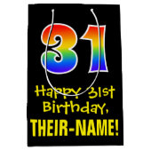 31ste verjaardag: vun, vet, kleurrijk, regenboog " medium cadeauzakje (Voorkant)