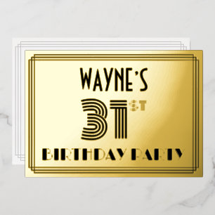 31ste verjaardagsfeest — Art Deco-stijl “31” & naa Folie Uitnodiging