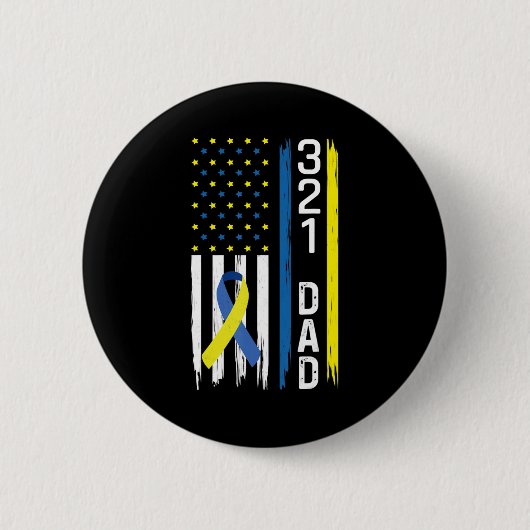 321 Dad Down Syndrome Support Awareness Ronde Button 5,7 Cm (Voorkant)