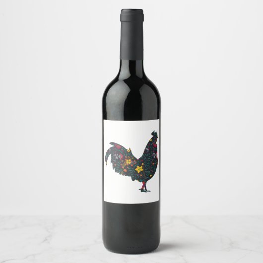 321 Farmer zijn country gift funny music chicken Wijn Etiket (Voorkant)