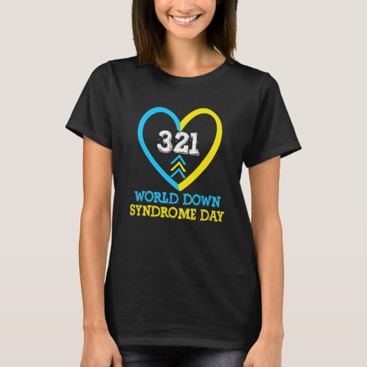 321 Wereld down Syndrome Awareness Day Trisomy 21 T-shirt (Voorkant)