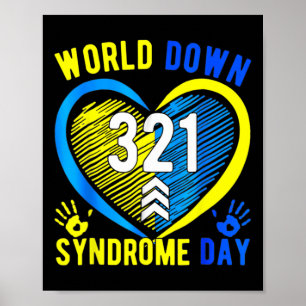 321 Wereld Downsyndroom Dag Bewustzijn Blauw Geel Poster