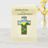 3272 Birthday Priest, kruis Kaart (Gele Bloem)