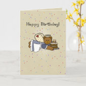 3273 Angel Verjaardag Beer Cake Kaart (Gele Bloem)