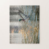 3274-Mannelijke Mallard Splashing in Vijver Puzzel (Verticaal)