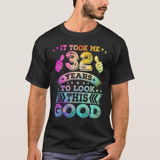 32 32 2 jaar oude Happy 32e verjaardag afdrukken T-shirt (Voorkant)