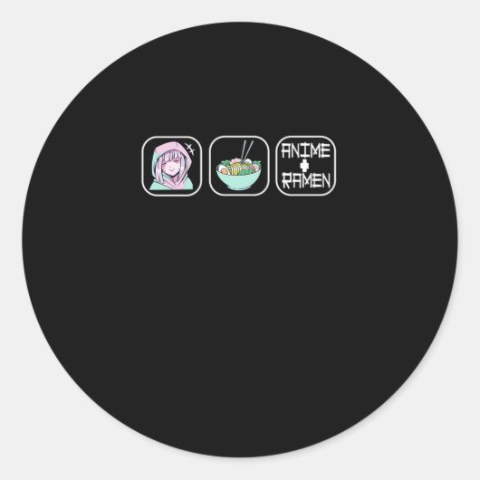 32.Anime Love Ramen Ronde Sticker (Voorkant)