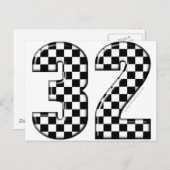 32 auto-racenummer briefkaart (Voorkant / Achterkant)