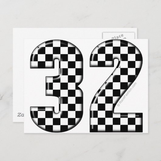 32 auto-racenummer briefkaart (Voorkant / Achterkant)