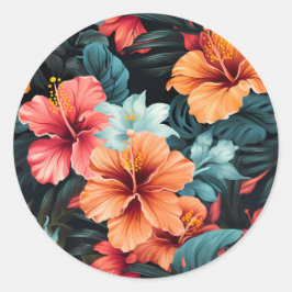 #32 Bloemen patroon Ronde Sticker