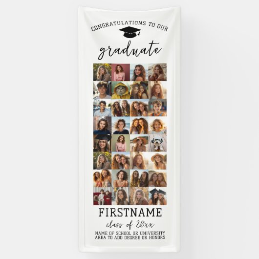 32 Foto - Afstuderen Modern Minimaal Wit Spandoek (Verticaal)