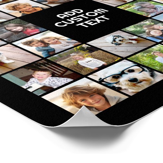 32 Foto Collage Modern Square Black - Witte tekst Poster (Hoek)