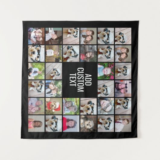 32 Foto Collage Modern Square Black - Witte tekst Wandkleed (Voorkant (horizontaal))