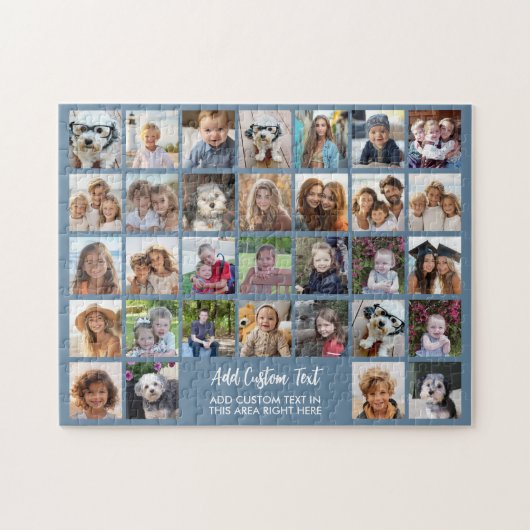 32 foto-collageraster - Tekstvak - blauw wit Legpuzzel (Horizontaal)