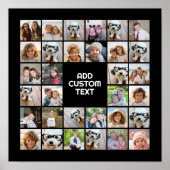 32 Fotocollage Modern Vierkant Zwart - Witte Tekst Poster (Voorkant)