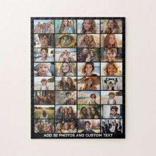 32 Fotosamenstelling - Aangepaste tekst - Zwart Legpuzzel