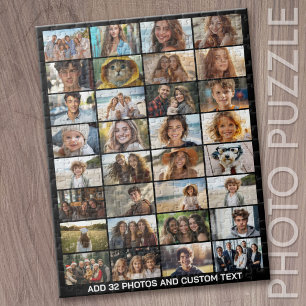 32 Fotosamenstelling - Aangepaste tekst - Zwart Legpuzzel