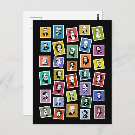 32 grafische portretten van de grootste componiste briefkaart (Voorkant / Achterkant)